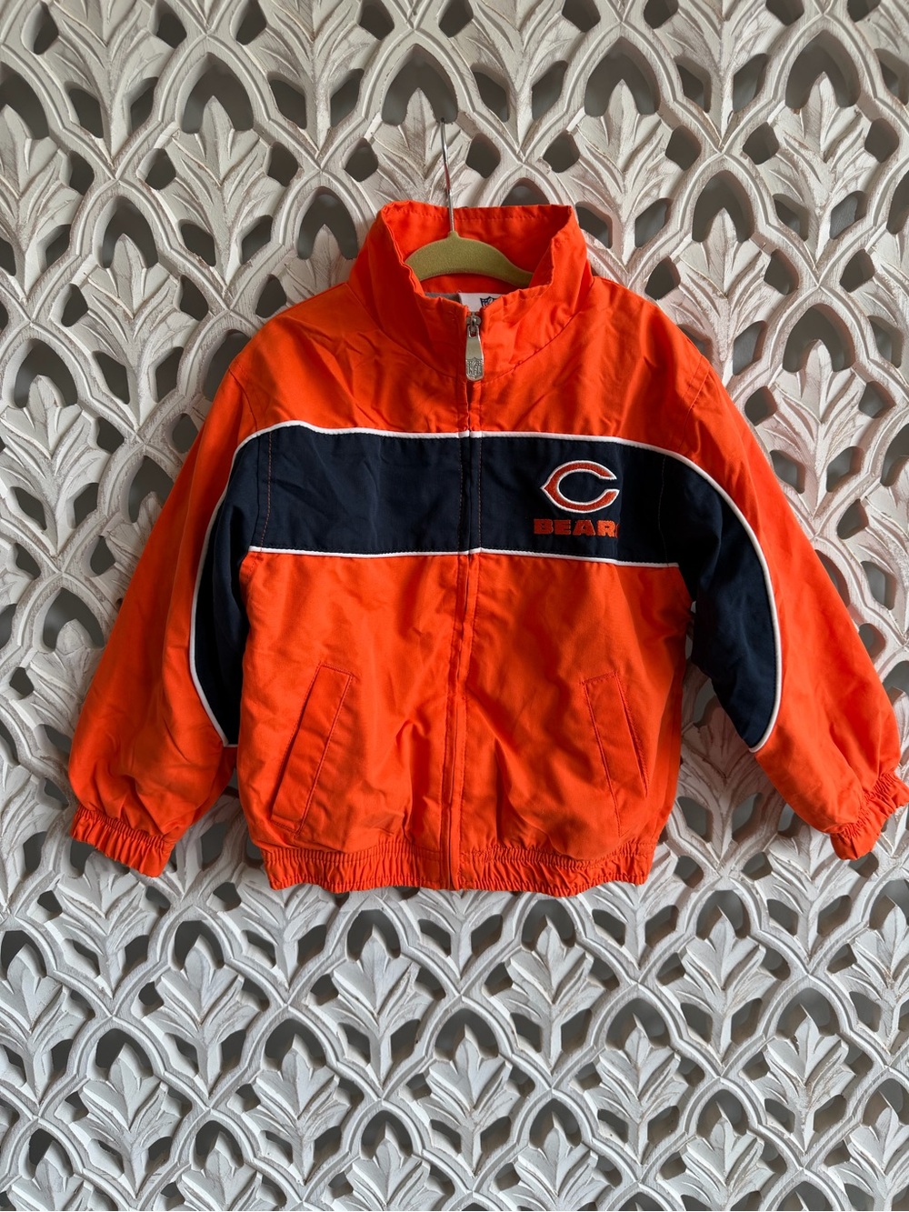 NFL Chicago Bears Boys Windbreaker Jacket 4T Orange Navy